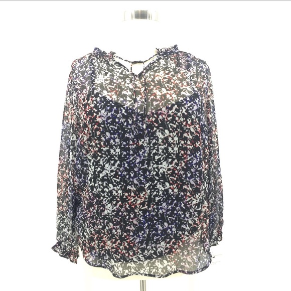 Liz Claiborne Tops - NWT Liz Claiborne Floral Black Blouse Plus Sz 1X